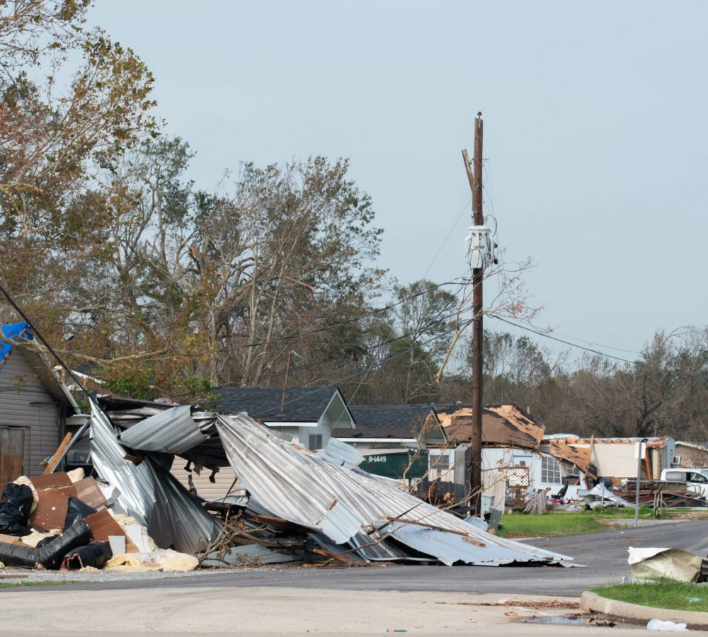 Storm Cleanup MAcon, GA neighborhood destroyed after a hurricane.