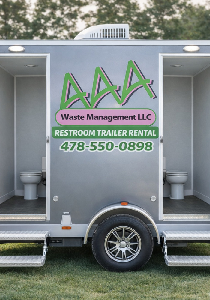 AAA Waste Management Wedding and Event Restroom Trailer Rental